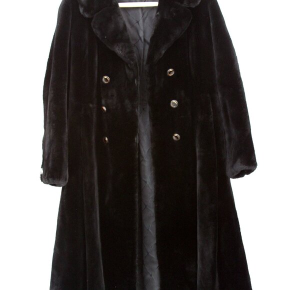 Ralph Rupley Vintage Black Plush Sheared Fur Double-Breasted Princess Coat - Picture 2 of 11